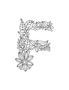 Flower Letter F Coloring Pages Pdf, Free Vectors File
